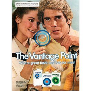 1980 Vantage Cigarettes Vintage Print Ad 80s Fashion Golf Clubs Wall Art